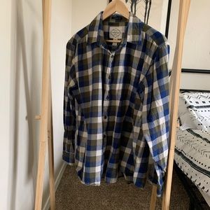 🚫SOLD St. John’s Bay Mens Blue flannel plaid shirt